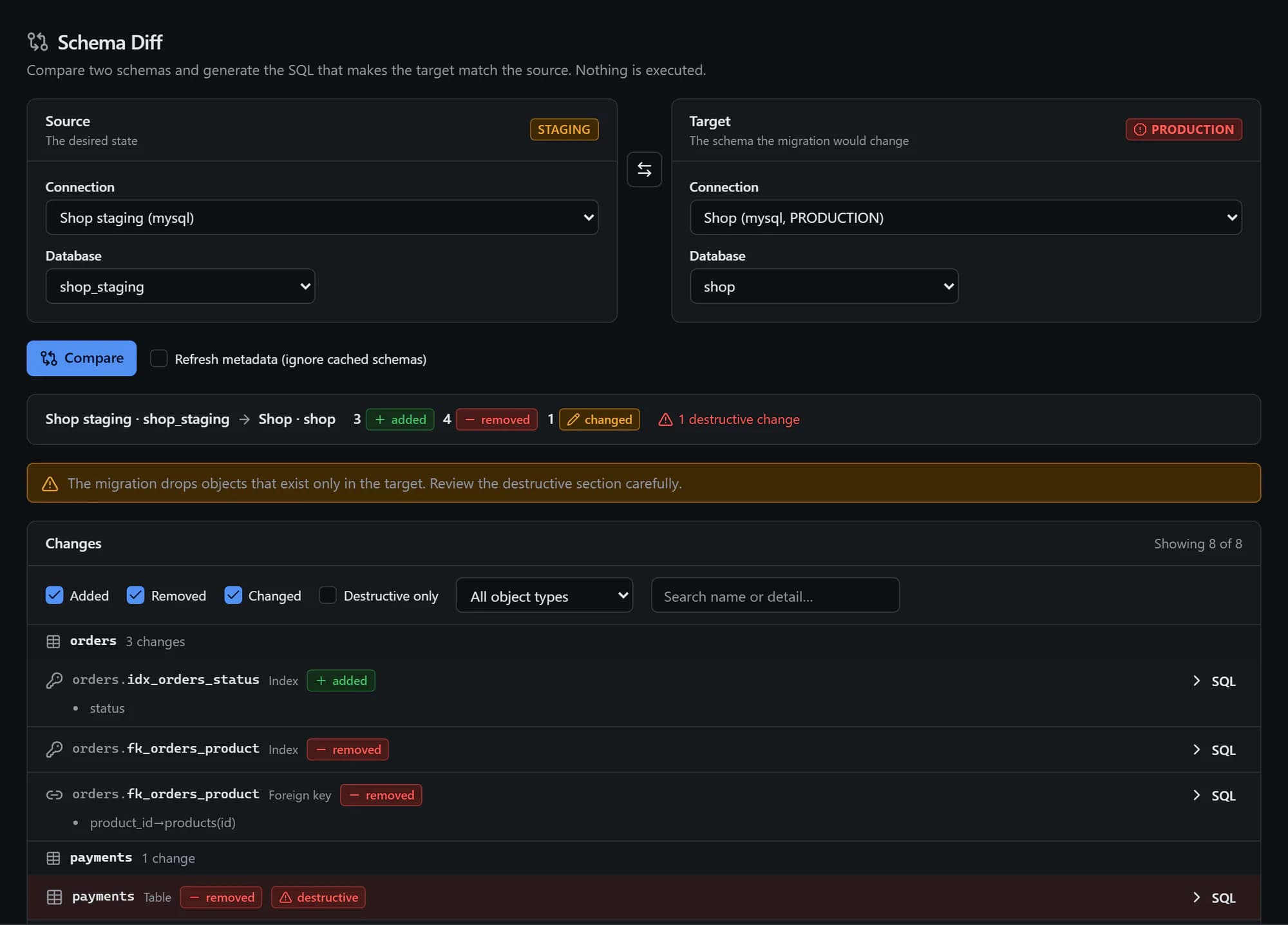 DBHub schema diff: ship schema changes with confidence.