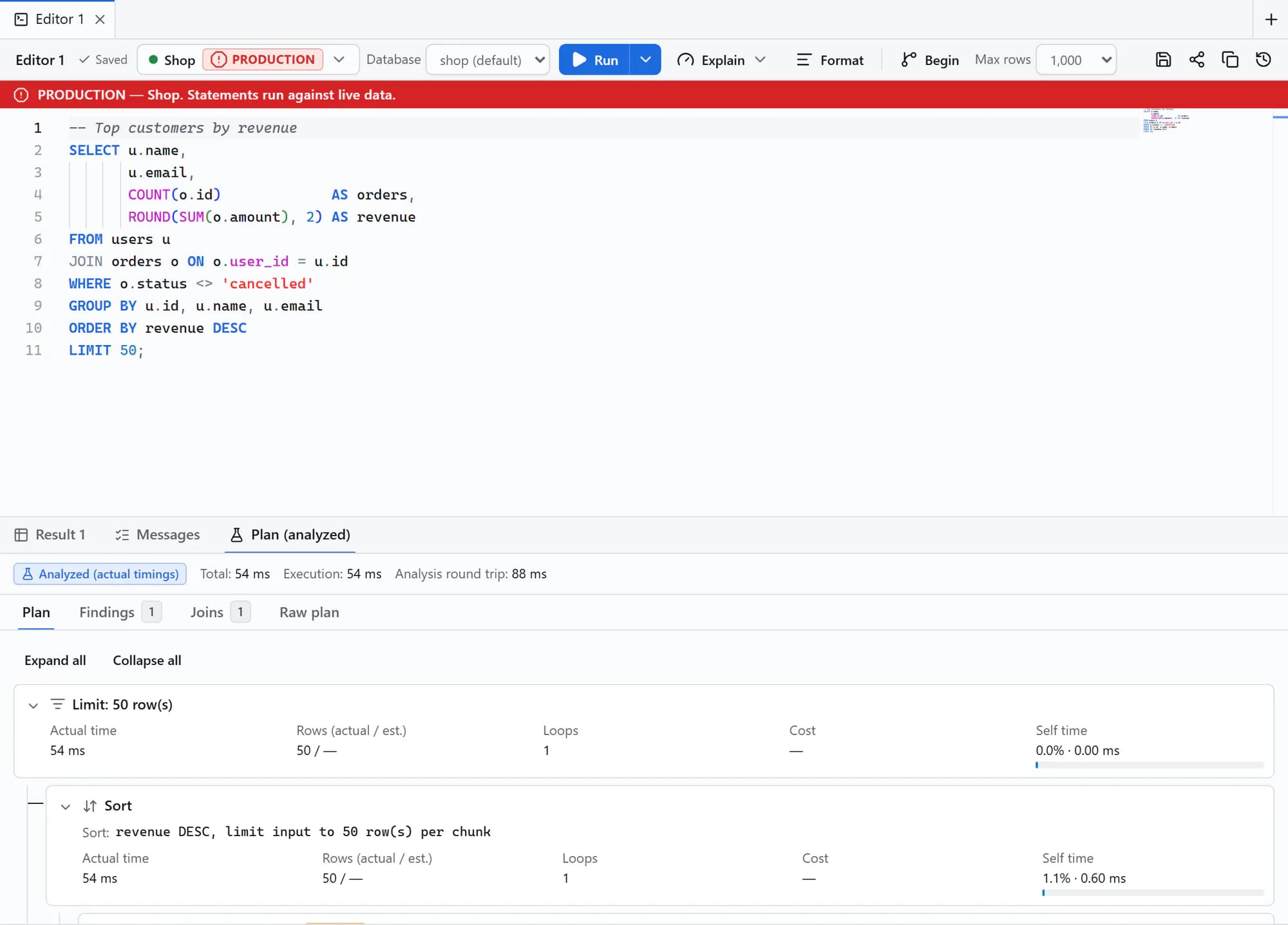 DBHub execution plans: see exactly why a query is slow.
