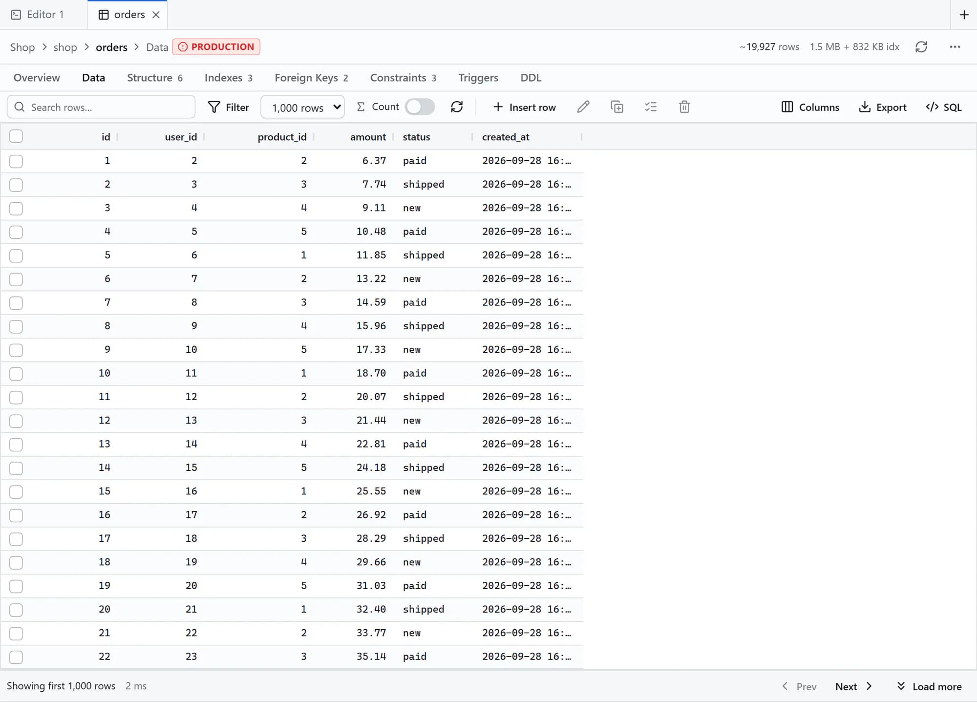 DBHub data grid: browse and edit data without writing sql.